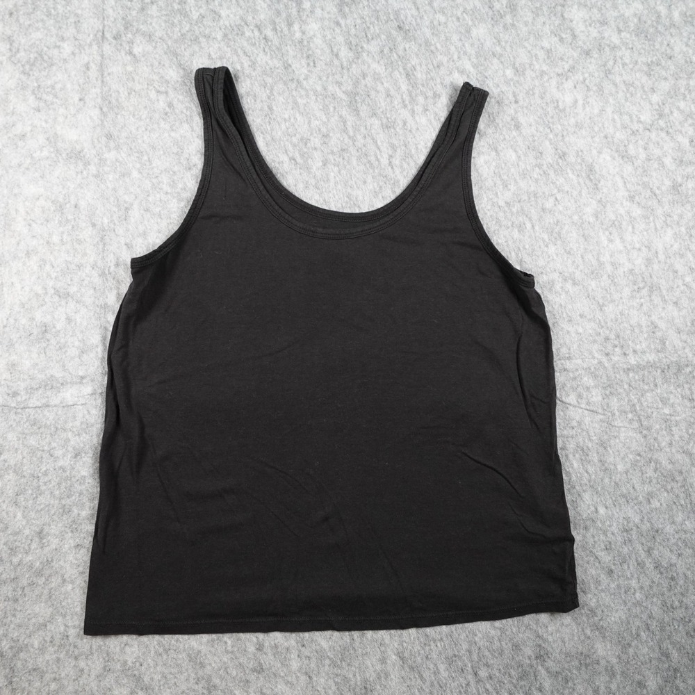 MATE Top Women Medium Black Tencel Organic Cotton Sleeveless Scoop Neck Tank